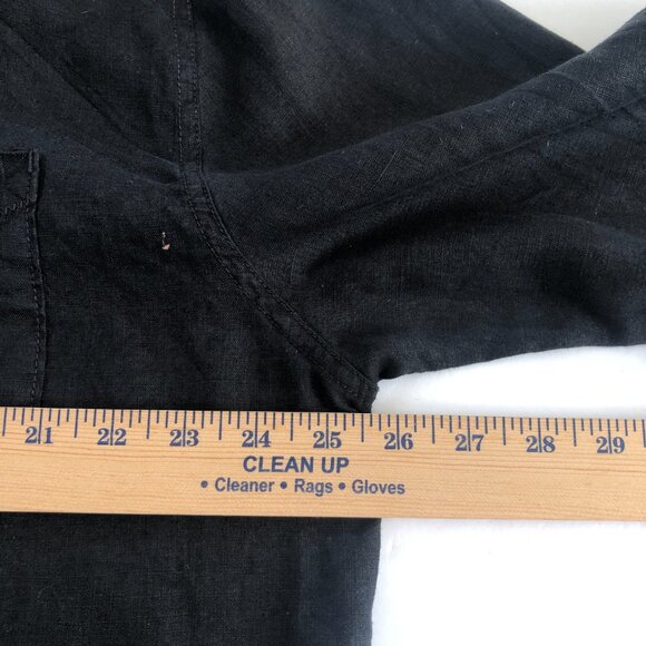 Men's Black Linen Long Sleeve Button Up Shirt XL USA - Picture 6 of 10